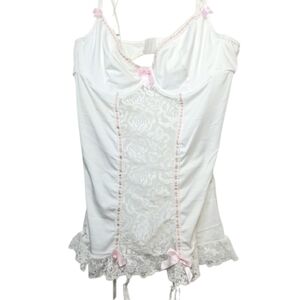 80's Style White and pink Bustier lingerie top vintage Women Barbiecore Romantic